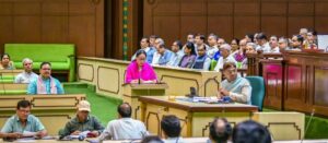 Diya Kumari presenting last year budget