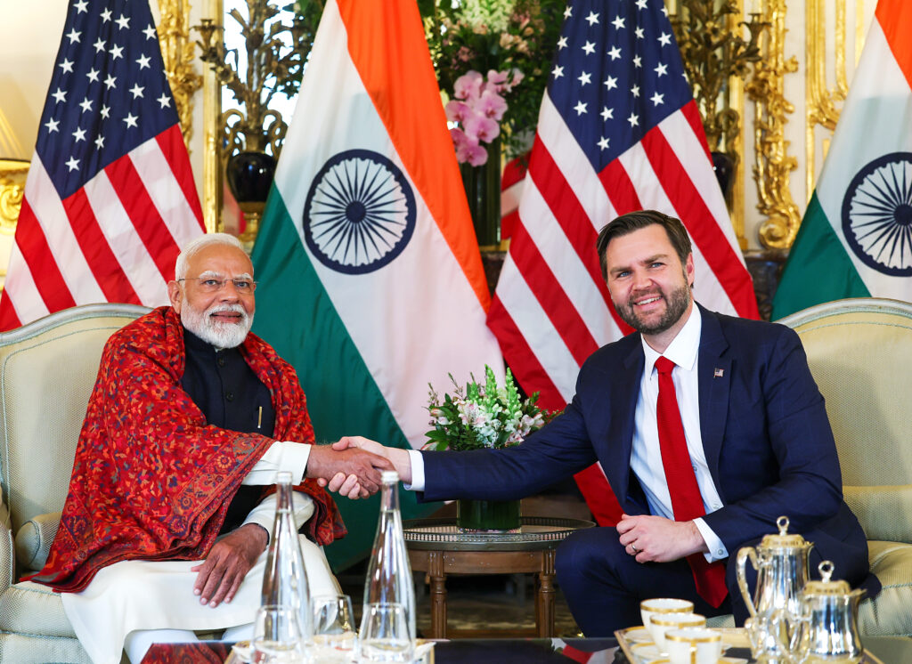 PM Modi meeting with JD Vance, Vice President of USA in Paris,