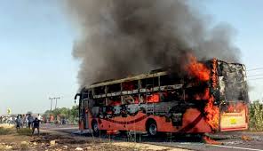 Horrific accident occurred in Jaisalmer when moving AC sleeper bus caught fire